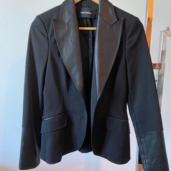 Flavio Castellani Blazer With Leather Lapels - Picture 2 of 5